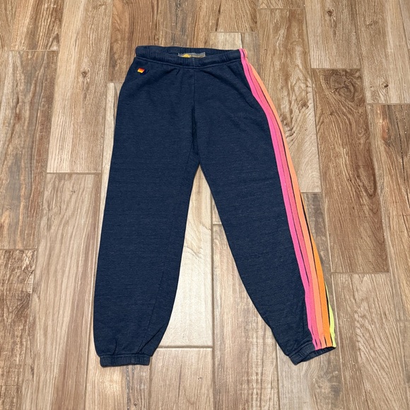 Aviator Nation Navy Neon Rainbow 5 Stripe Sweatpants - Picture 2 of 8